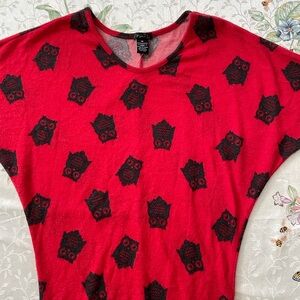 RUE 21 Red & Black Owl Women's Top Sz XS
